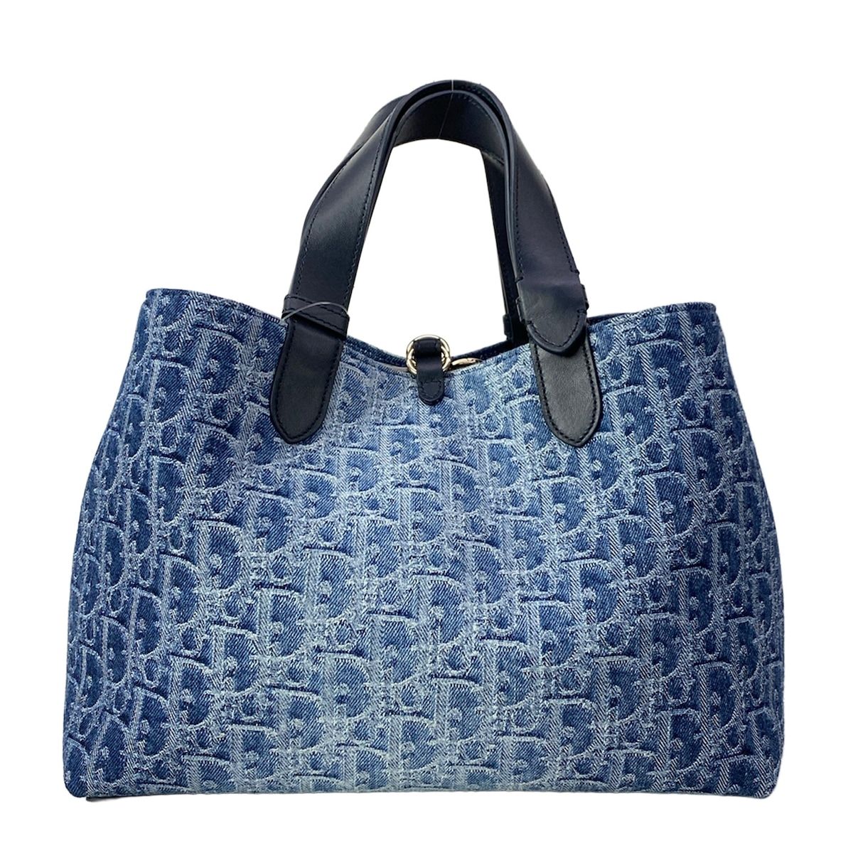 Dior Tote Bag Toujours Medium Blue Oblique Leather — view 3