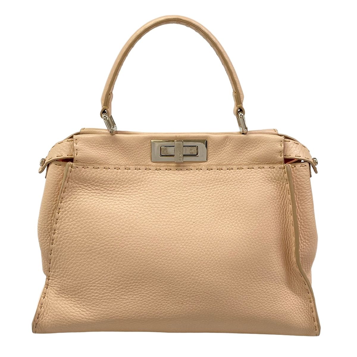 Fendi Handbag Peekaboo Iconic Medium Selleria Beige Leather — view 3