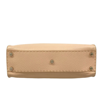 Fendi Handbag Peekaboo Iconic Medium Selleria Beige Leather — view 5
