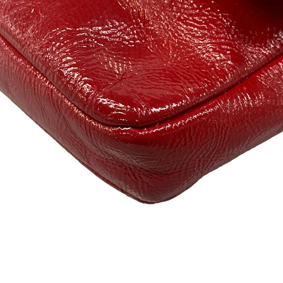 Chanel Shoulder Bag Red Silver Chain Leather — view 6