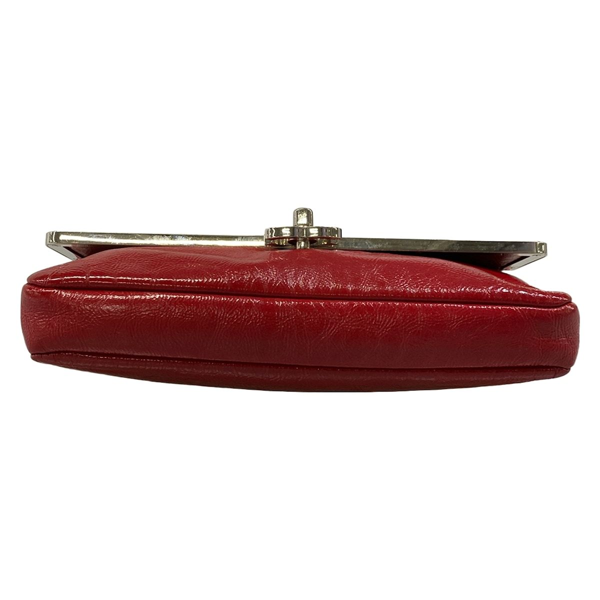 Chanel Shoulder Bag Red Silver Chain Leather — view 5