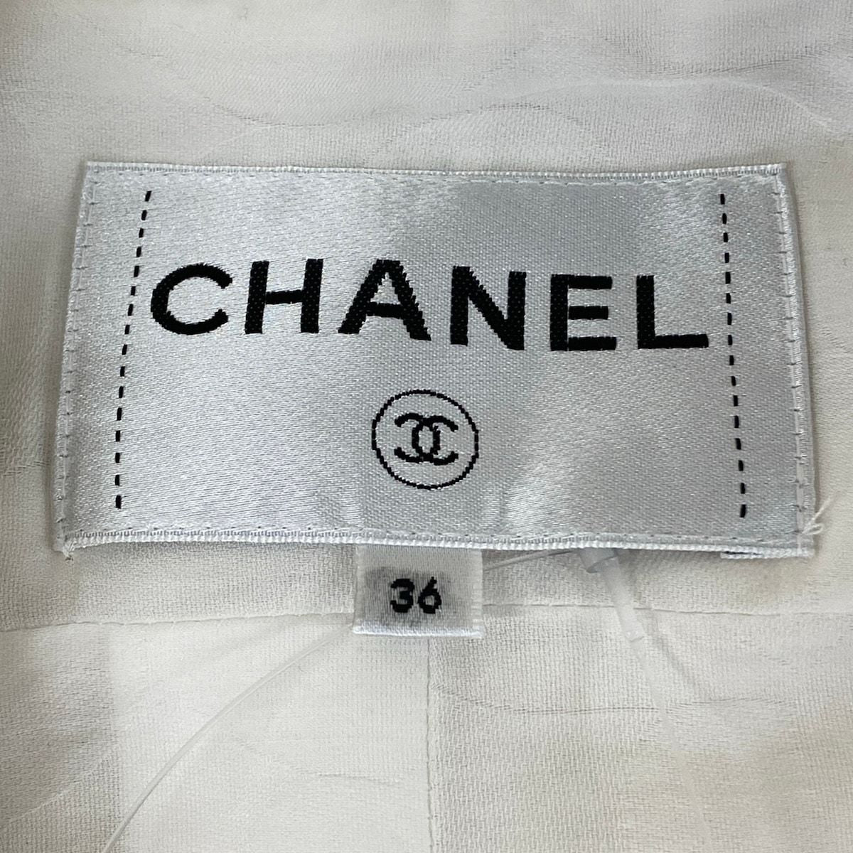Chanel Jacket S White Long Sleeve Tweed — view 3