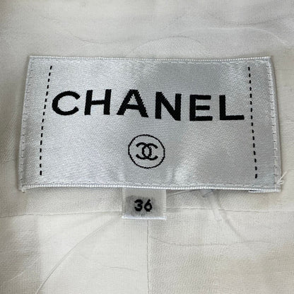 Chanel Jacket S White Long Sleeve Tweed — view 3
