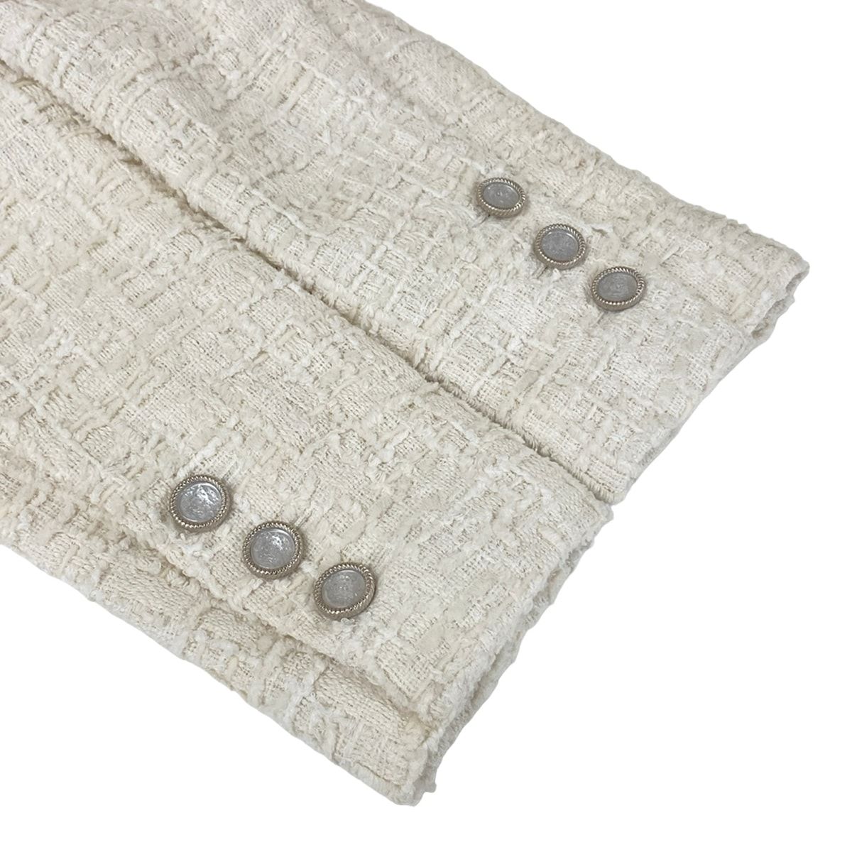 Chanel Jacket S White Long Sleeve Tweed — view 6