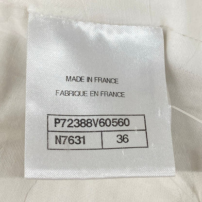 Chanel Jacket S White Long Sleeve Tweed — view 4