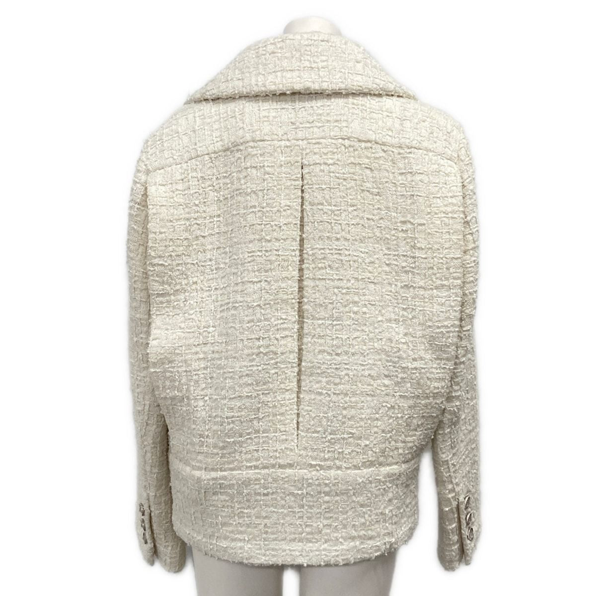 Chanel Jacket S White Long Sleeve Tweed — view 2