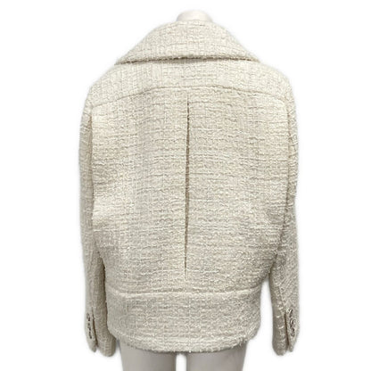 Chanel Jacket S White Long Sleeve Tweed — view 2