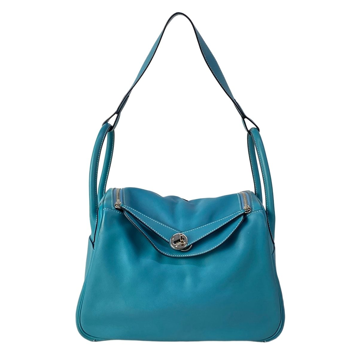 Hermes Shoulder Bag Lindy 30 Turquoise Silver