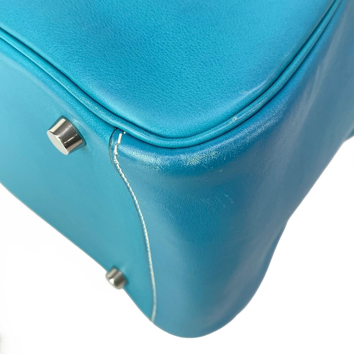 Hermes Shoulder Bag Lindy 30 Turquoise Silver — view 7
