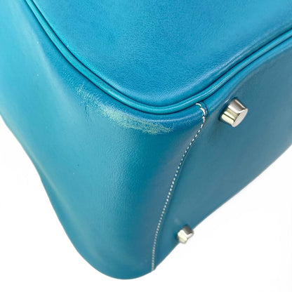 Hermes Shoulder Bag Lindy 30 Turquoise Silver — view 8
