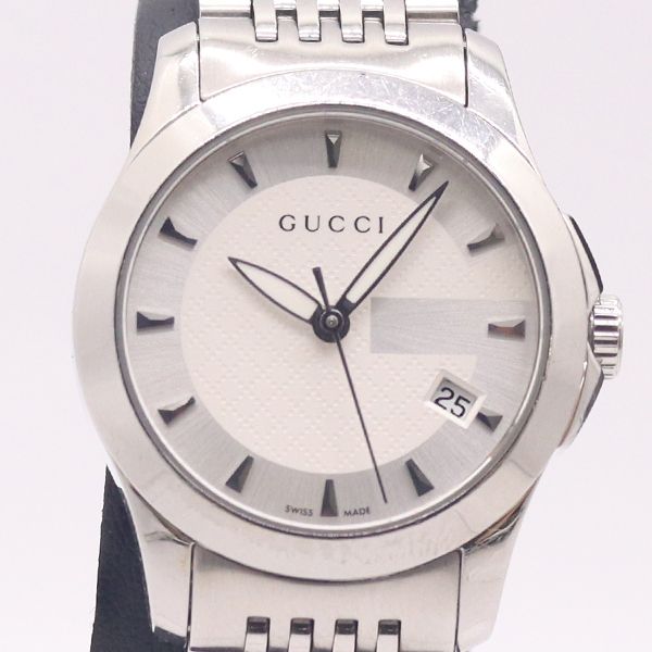 Gucci G-Timeless 126.5 Date Silver Dial Watch