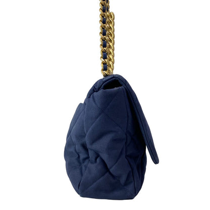 Chanel Shoulder Bag Chanel 19 Maxi Navy Chain 2-Way Cotton — view 2