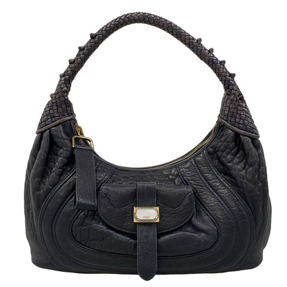 Fendi Shoulder Bag Spy Dark Navy Braided Leather