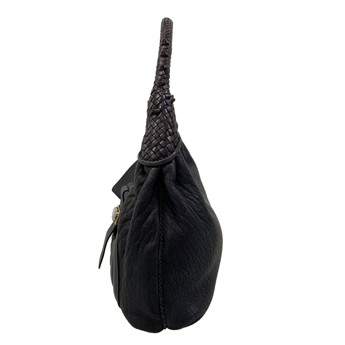 Fendi Shoulder Bag Spy Dark Navy Braided Leather — view 4