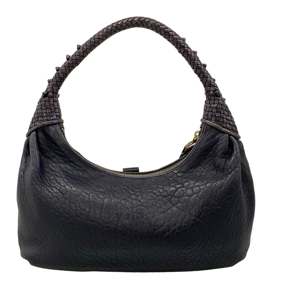 Fendi Shoulder Bag Spy Dark Navy Braided Leather — view 3