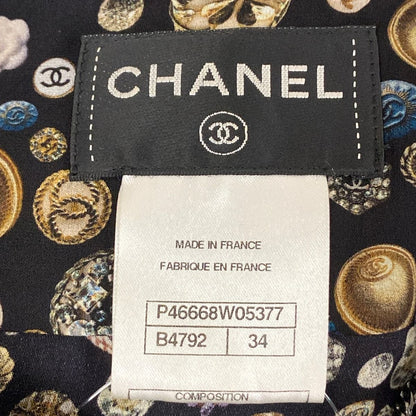 Chanel Dress S Black Multi Regular Color Short Sleeve Knee-length Velour 34 — view 3