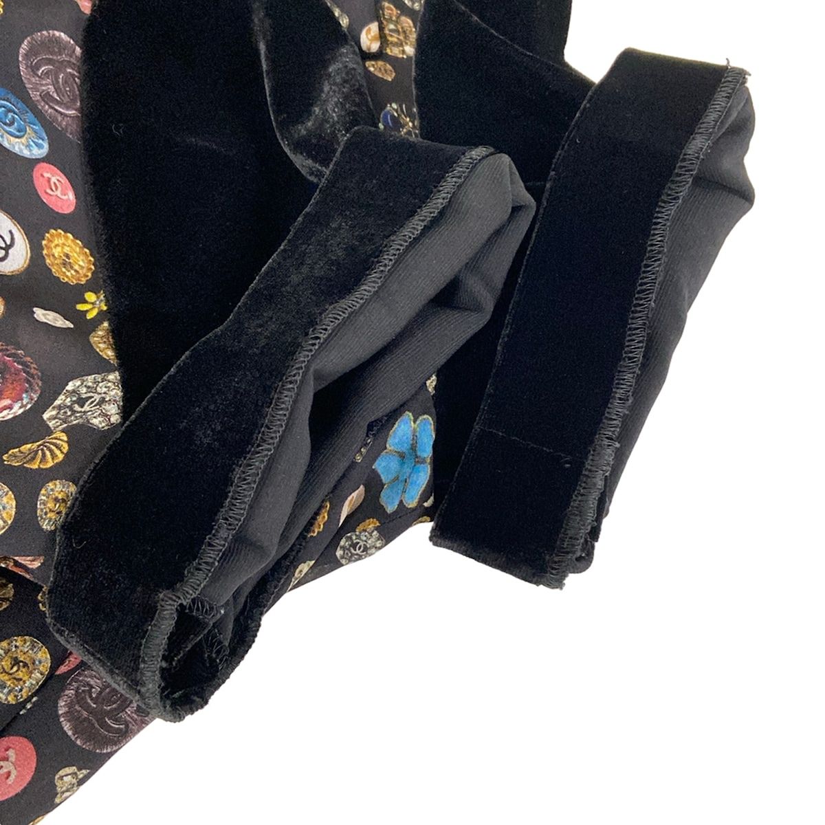 Chanel Dress S Black Multi Regular Color Short Sleeve Knee-length Velour 34 — view 6