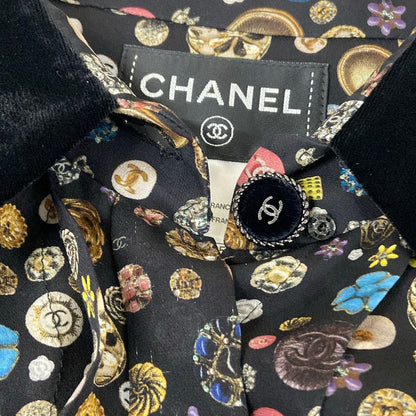 Chanel Dress S Black Multi Regular Color Short Sleeve Knee-length Velour 34 — view 8