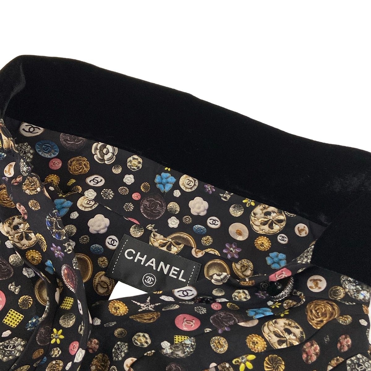 Chanel Dress S Black Multi Regular Color Short Sleeve Knee-length Velour 34 — view 7