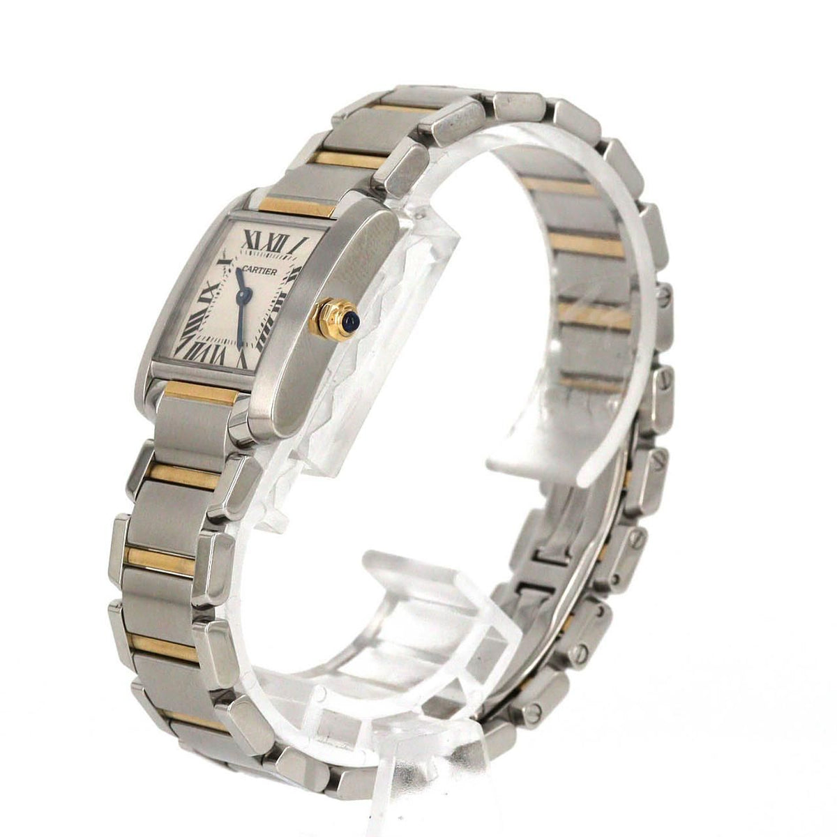 Cartier Tank Francaise SM Stainless Steel Yellow Gold Quartz Watch — view 2