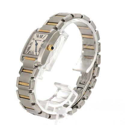 Cartier Tank Francaise SM Stainless Steel Yellow Gold Quartz Watch — view 2