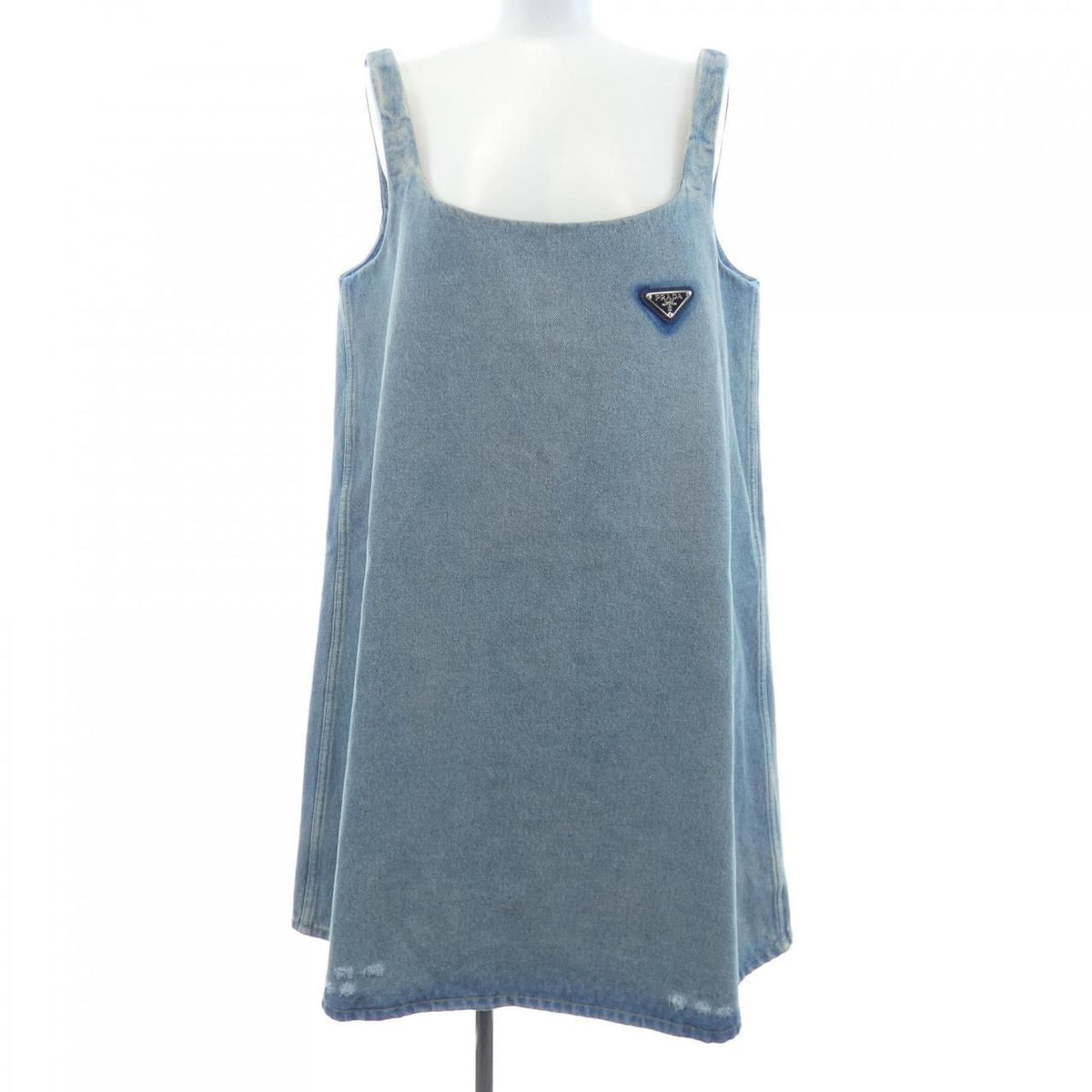 Prada Organic Denim Mini Dress Triangle Logo