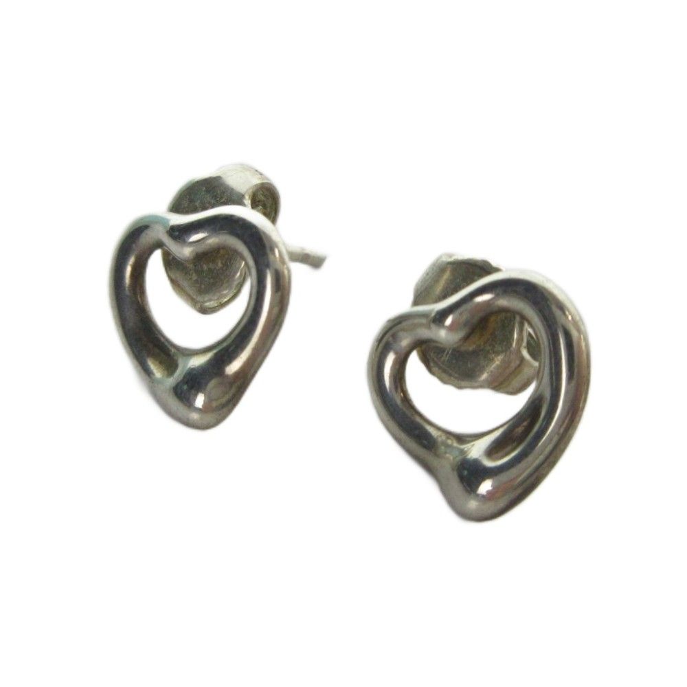 Tiffany & Co Open Heart Earrings Logo Back — view 2