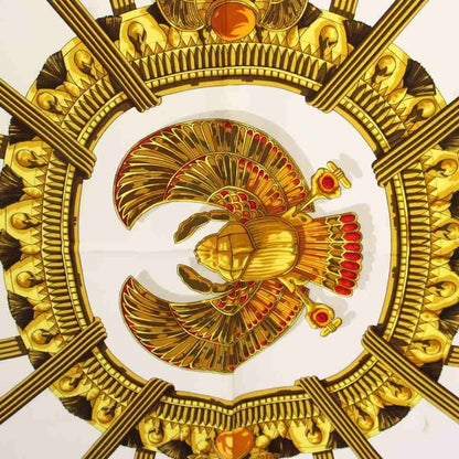 Hermes Carre 90 Caty Ancient Egypt Scarab Pectral Scarf Silk Red White — view 3