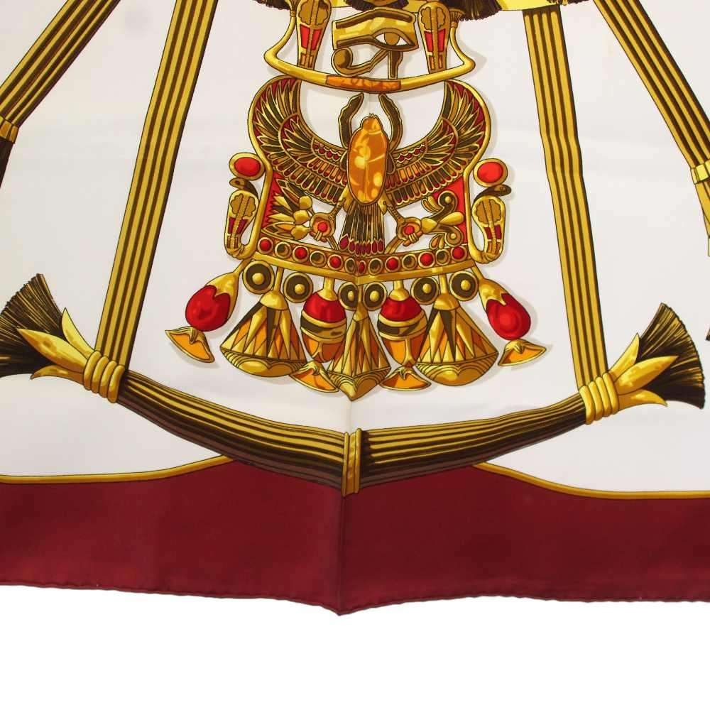 Hermes Carre 90 Caty Ancient Egypt Scarab Pectral Scarf Silk Red White — view 7