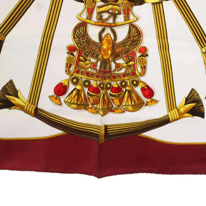 Hermes Carre 90 Caty Ancient Egypt Scarab Pectral Scarf Silk Red White — view 7