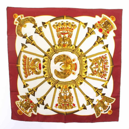 Hermes Carre 90 Caty Ancient Egypt Scarab Pectral Scarf Silk Red White