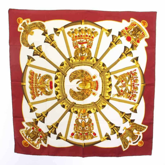 Hermes Carre 90 Caty Ancient Egypt Scarab Pectral Scarf Silk Red White