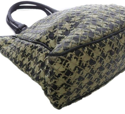 Bottega Veneta Intrecciato Houndstooth Pattern Tote Bag Hand Bicolor Black Ivory — view 5