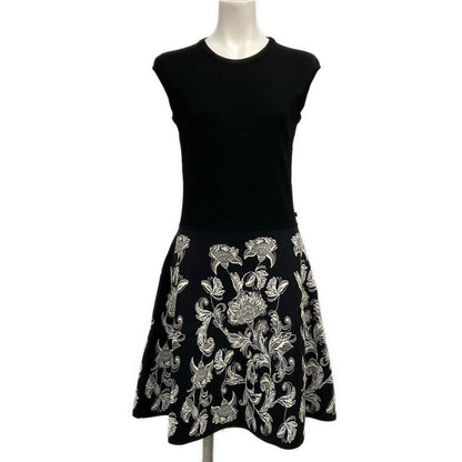 Louis Vuitton Dress Dlq Black White Navy Crew Neck Sleeveless Knee-length M
