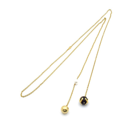 Chanel Necklace CC Logo Gold Black White — view 6