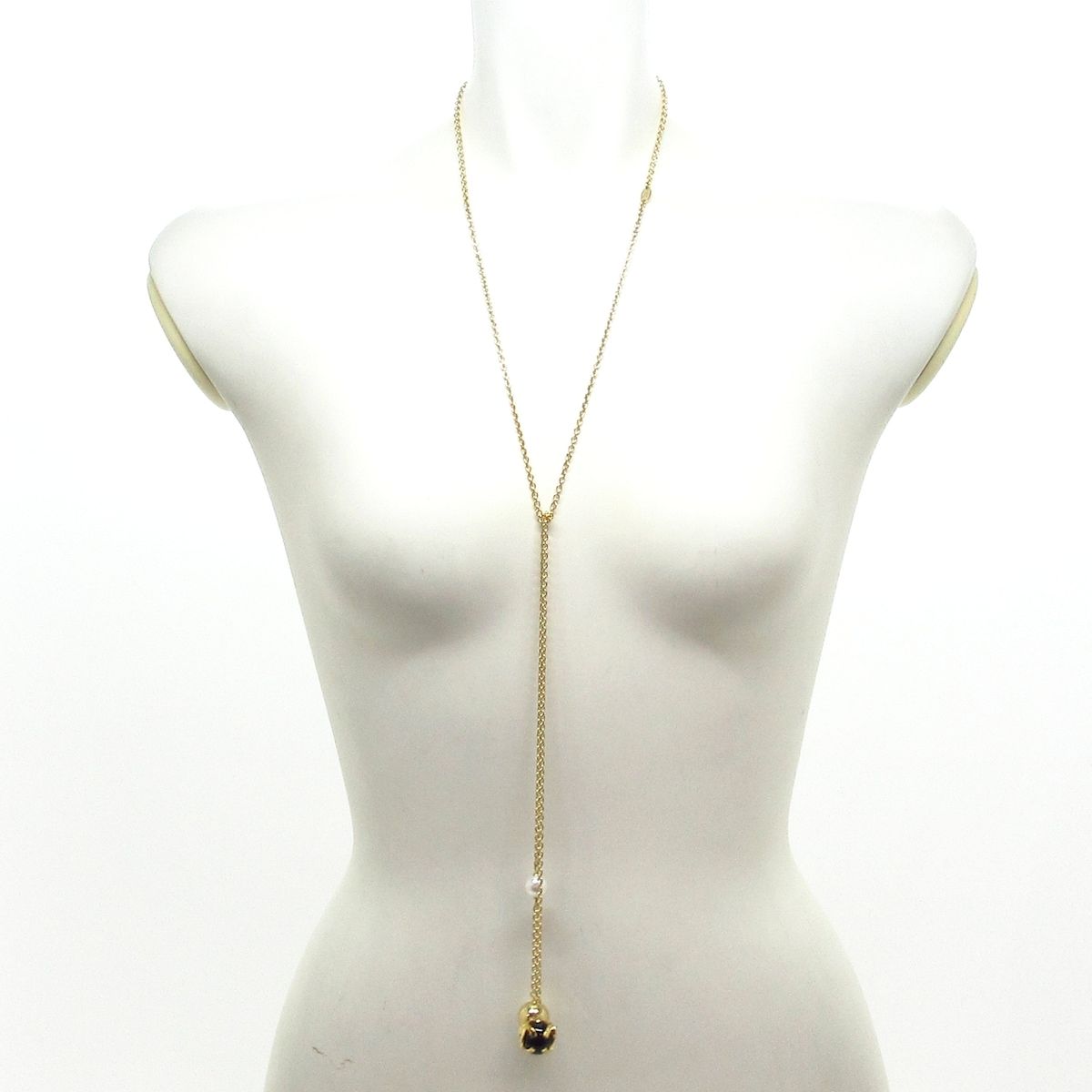 Chanel Necklace CC Logo Gold Black White — view 2
