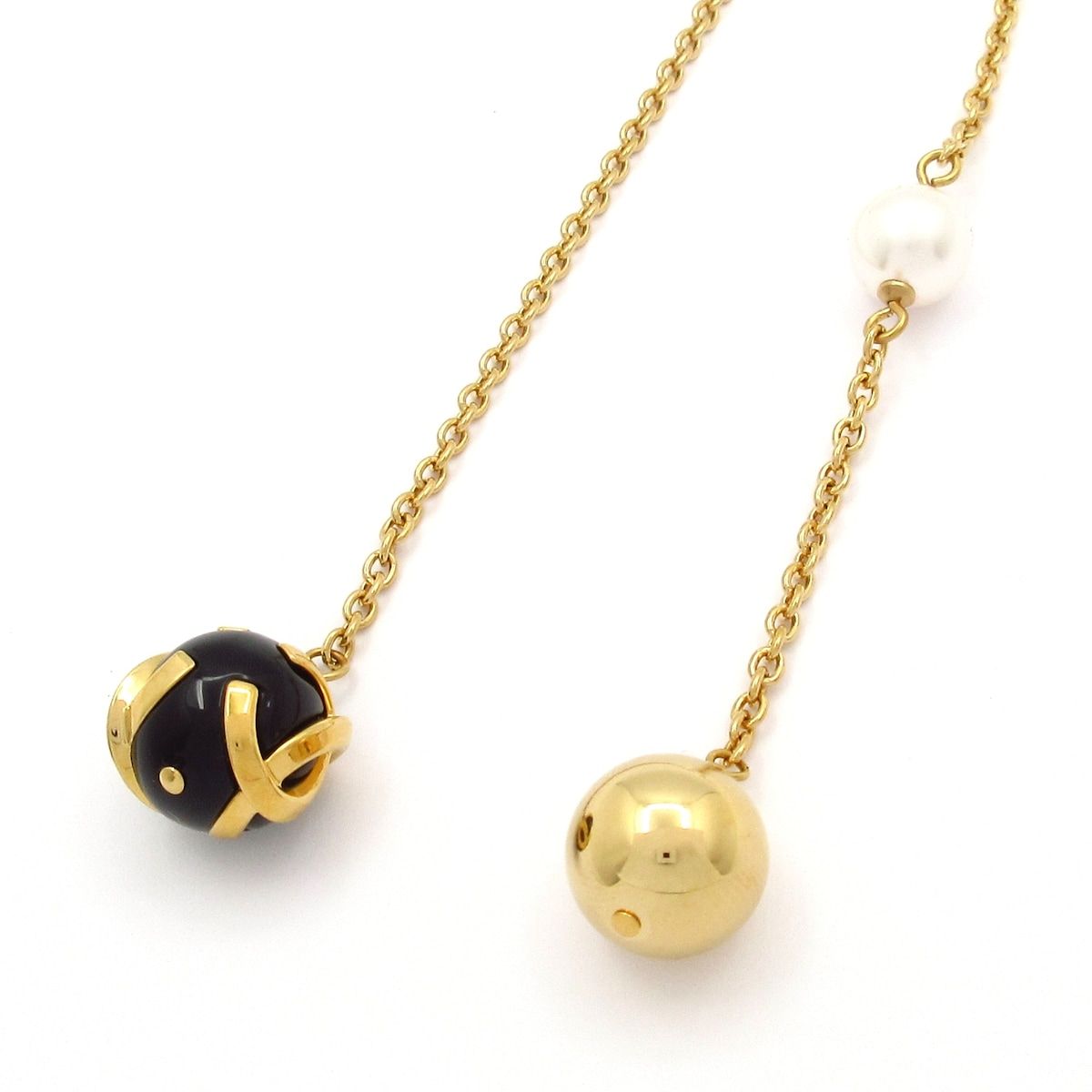 Chanel Necklace CC Logo Gold Black White — view 3