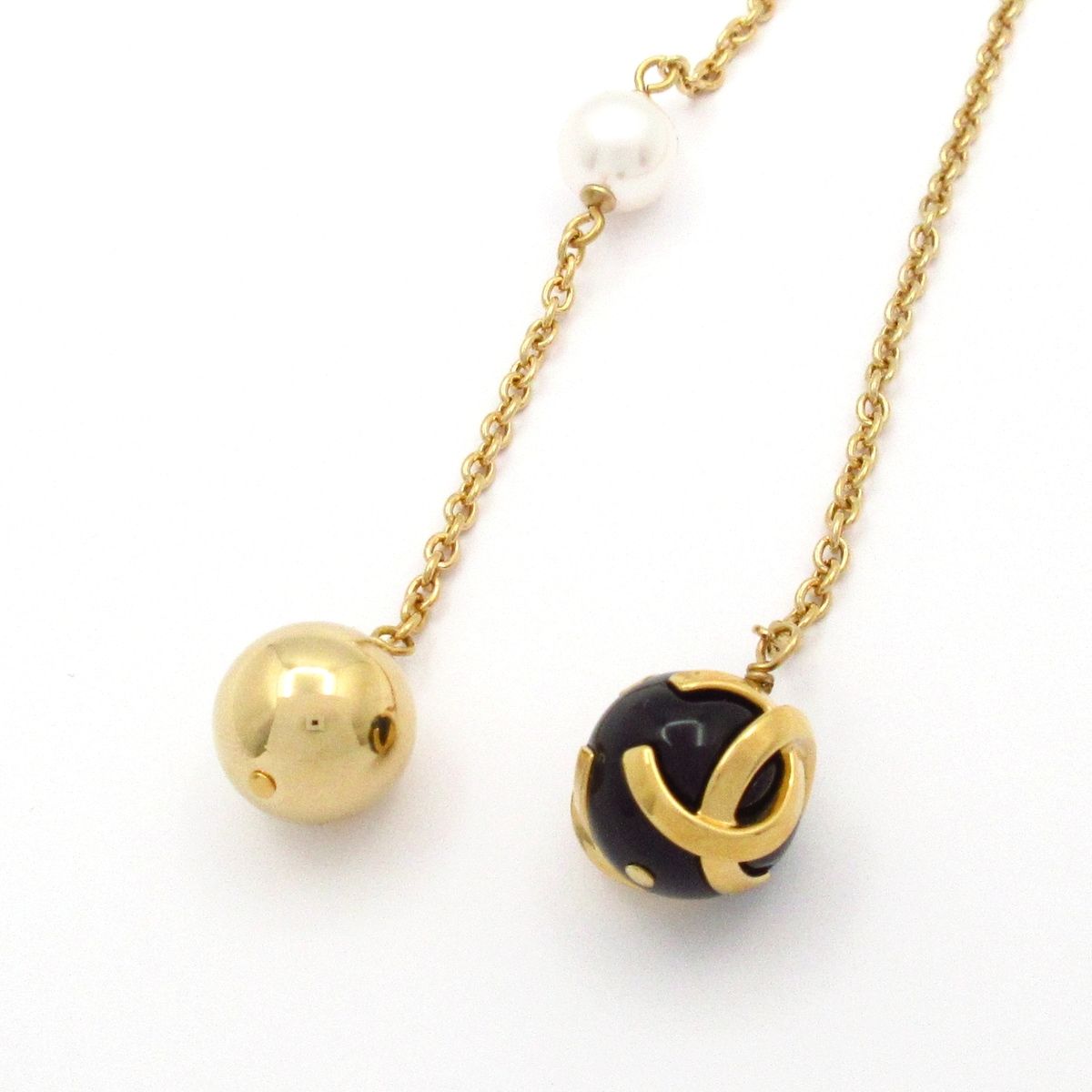 Chanel Necklace CC Logo Gold Black White