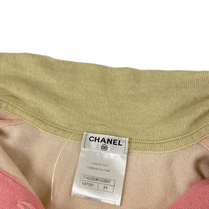 Chanel Short Sleeve Sweater S Beige Light Green Multi — view 5
