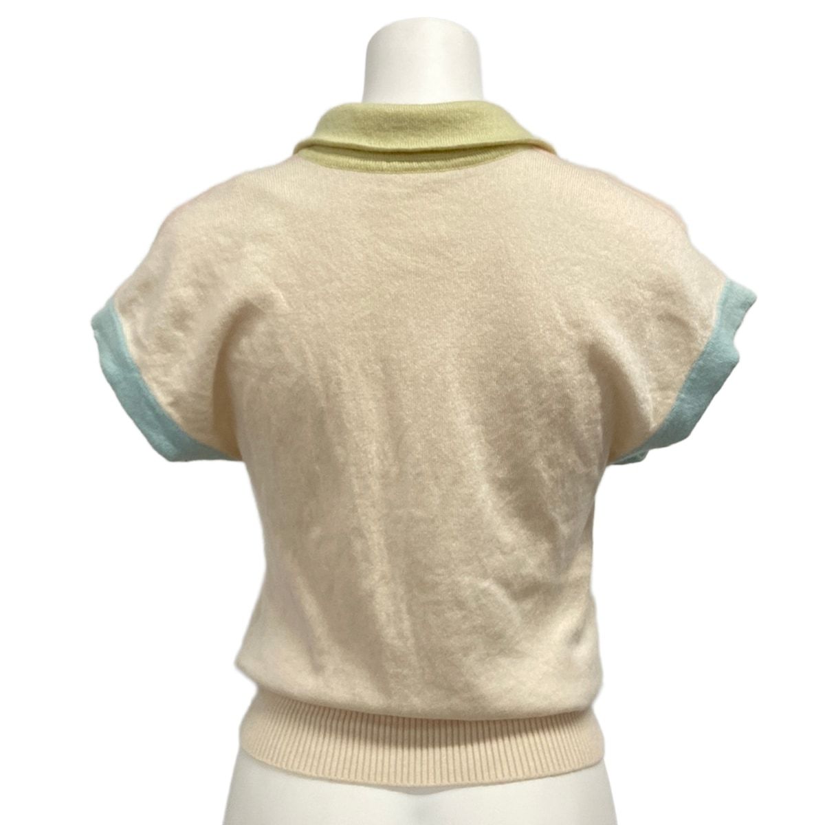 Chanel Short Sleeve Sweater S Beige Light Green Multi — view 2