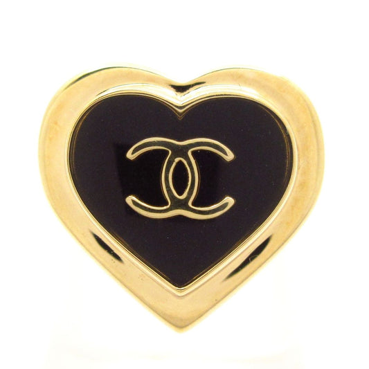 Chanel Ring CC Logo Gold Black Heart