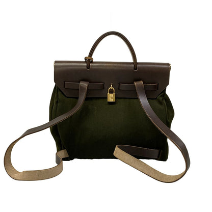 Hermes Backpack Herbag a Dos PM Khaki Dark Brown — view 3