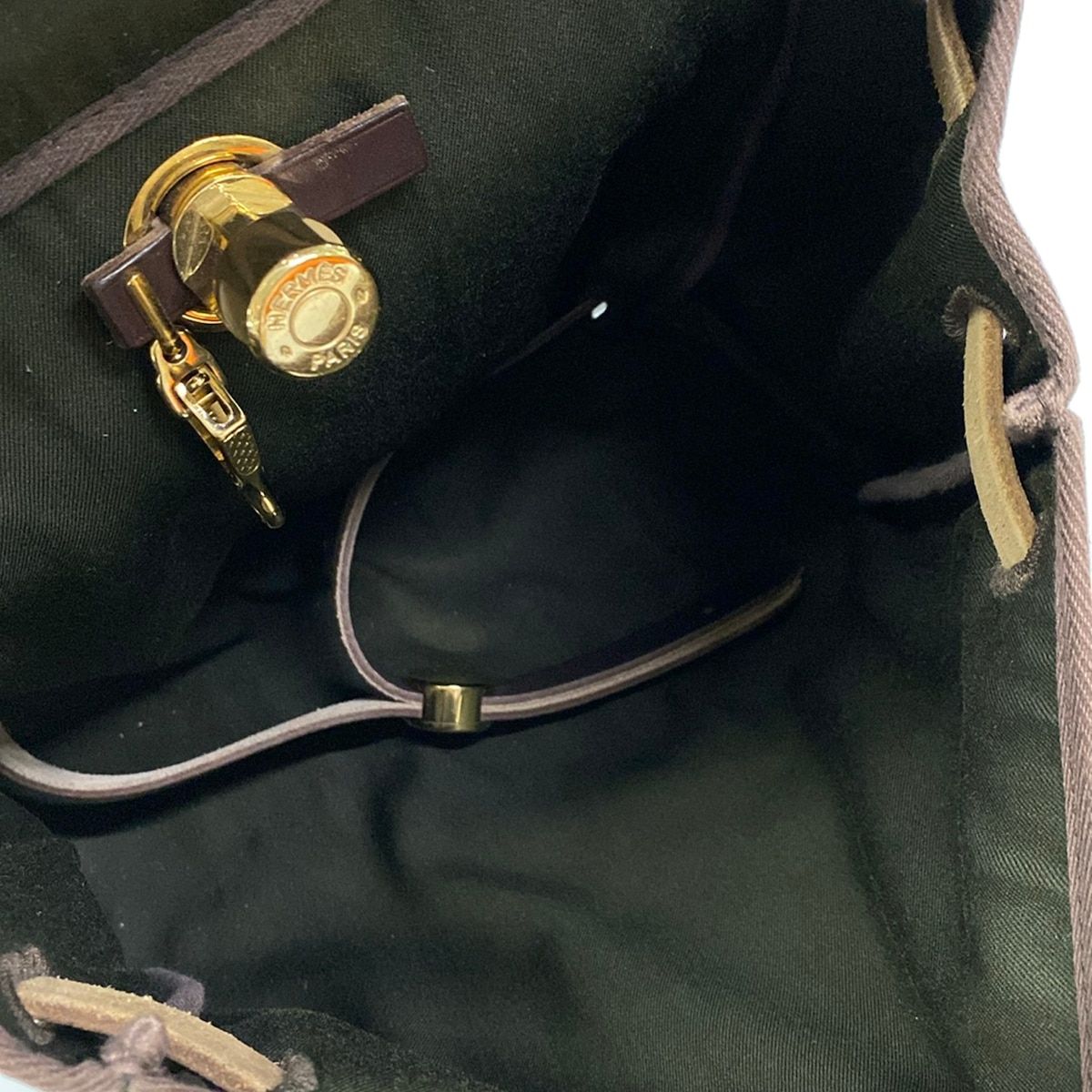 Hermes Backpack Herbag a Dos PM Khaki Dark Brown — view 7