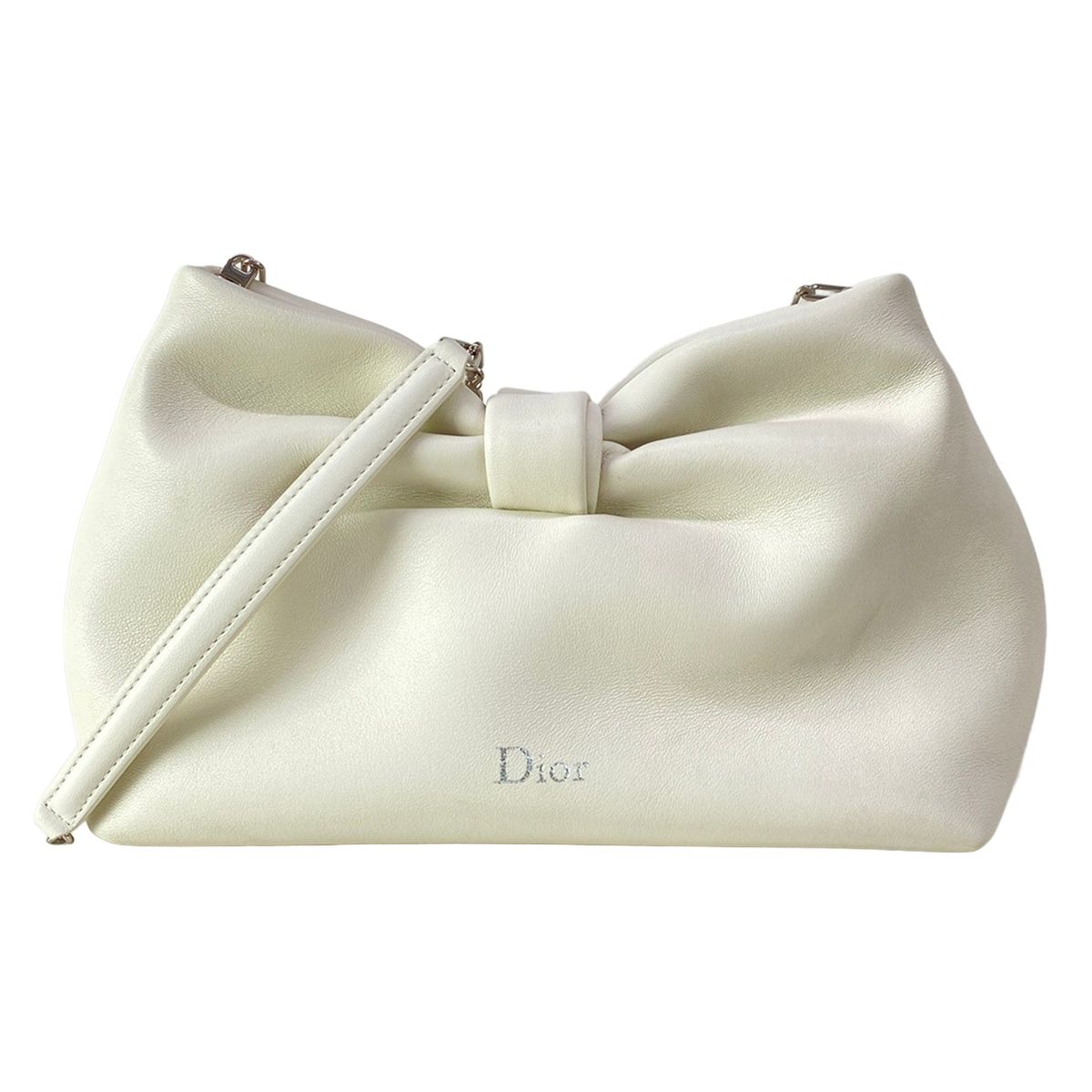 Dior Shoulder Bag Bow Small Ivory Chain Lambskin