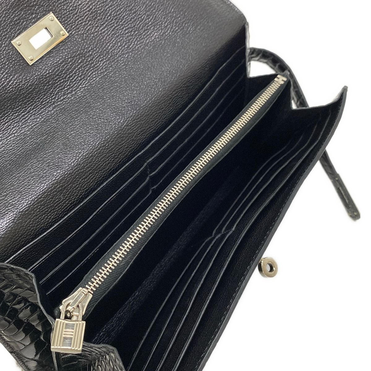 Hermes Wallet Kelly Long Black Silver — view 4