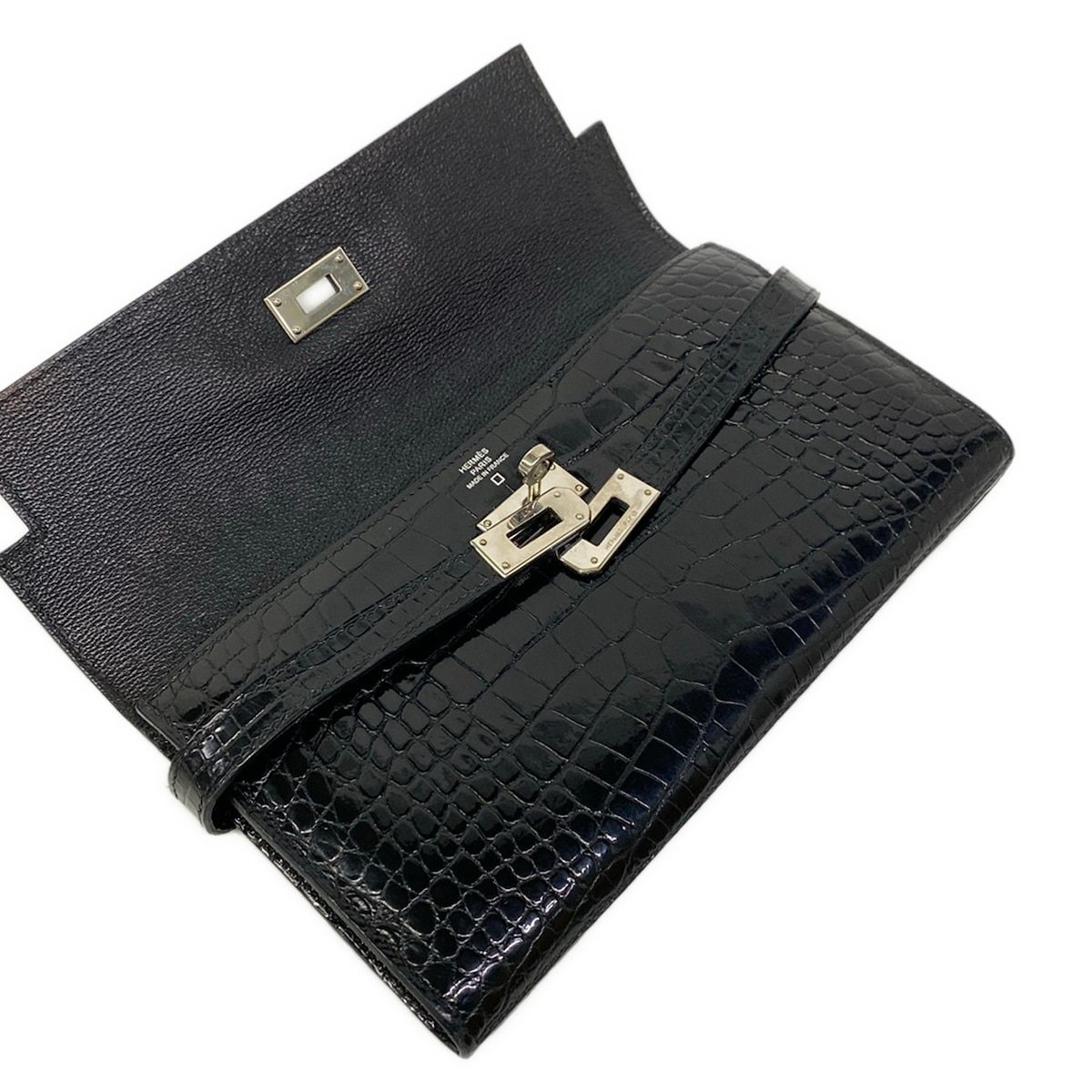 Hermes Wallet Kelly Long Black Silver — view 3