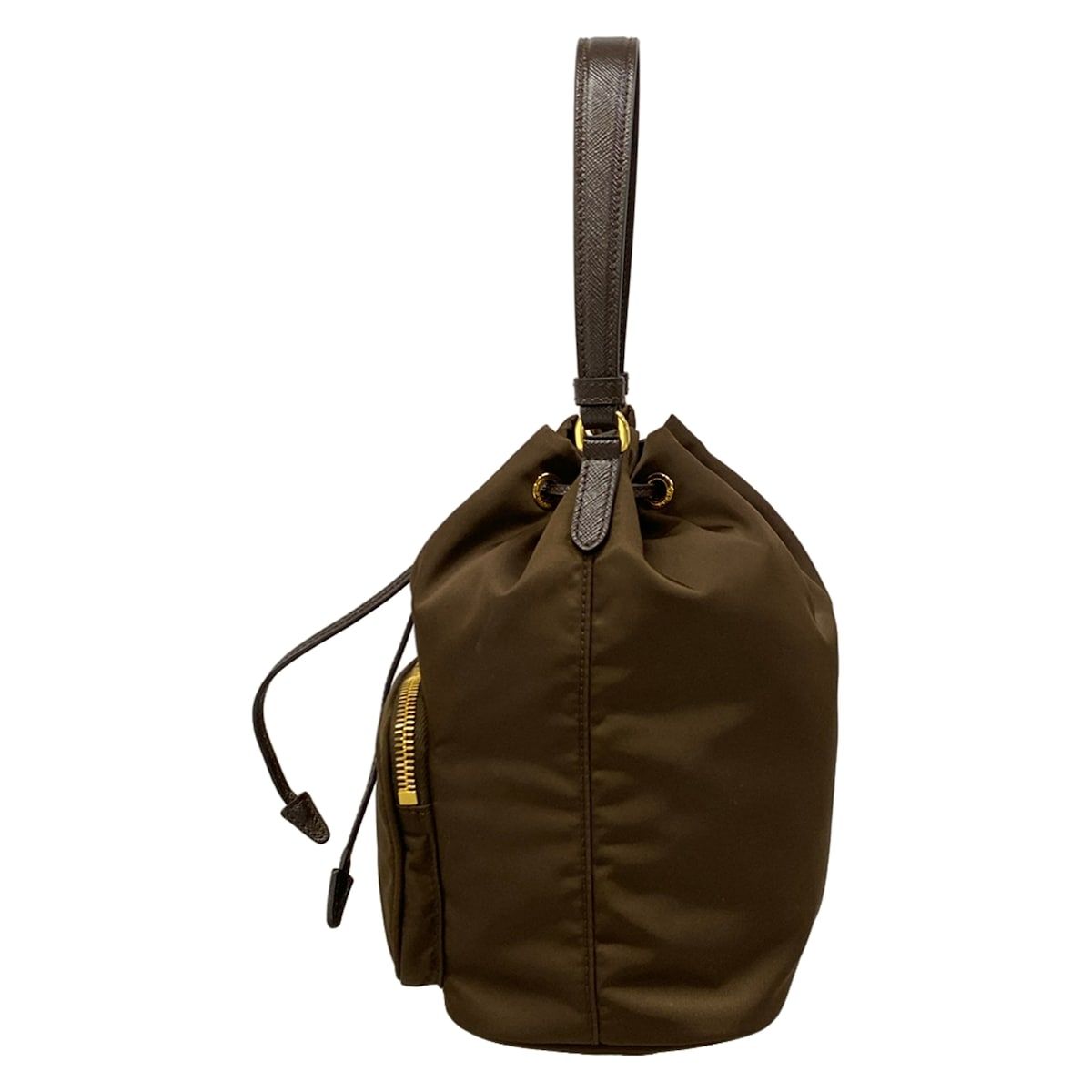 Prada Handbag Duet Dark Brown Drawstring Leather — view 4