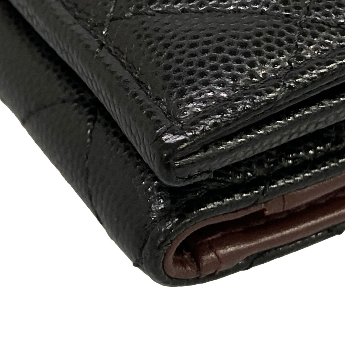 Chanel Trifold Wallet Classic Small Flap Quilted Black Gold — view 7