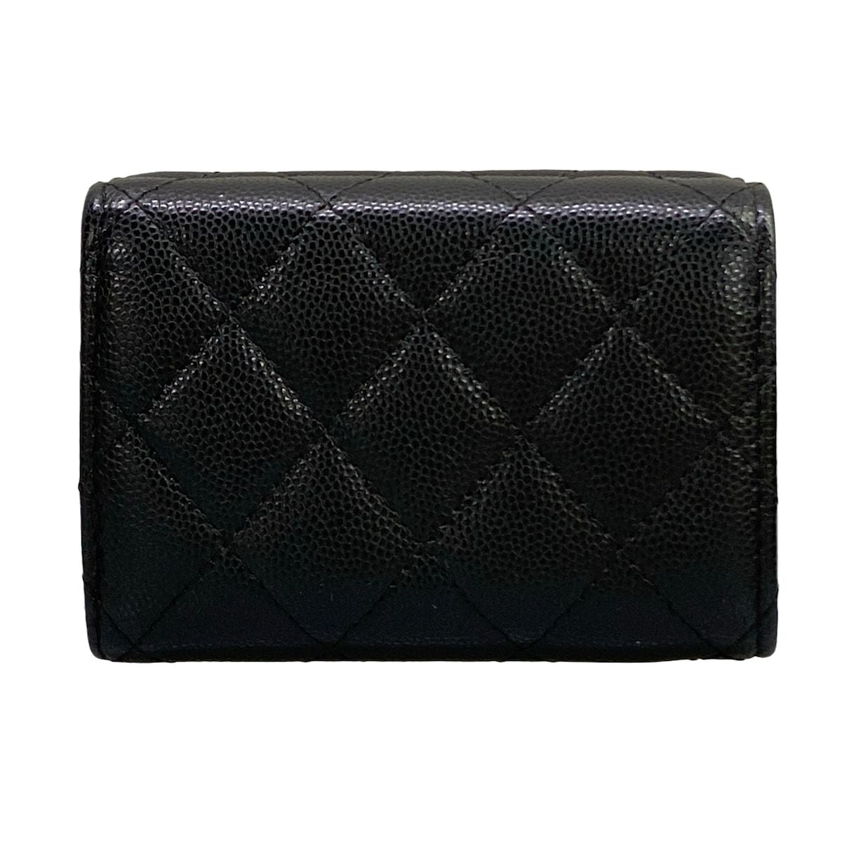 Chanel Trifold Wallet Classic Small Flap Quilted Black Gold — view 2
