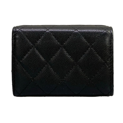 Chanel Trifold Wallet Classic Small Flap Quilted Black Gold — view 2